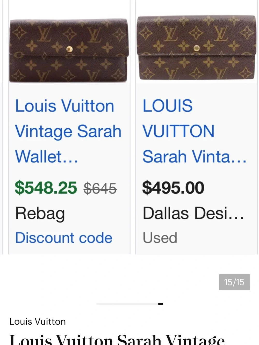 Louis Vuitton Sarah monogram long wallet